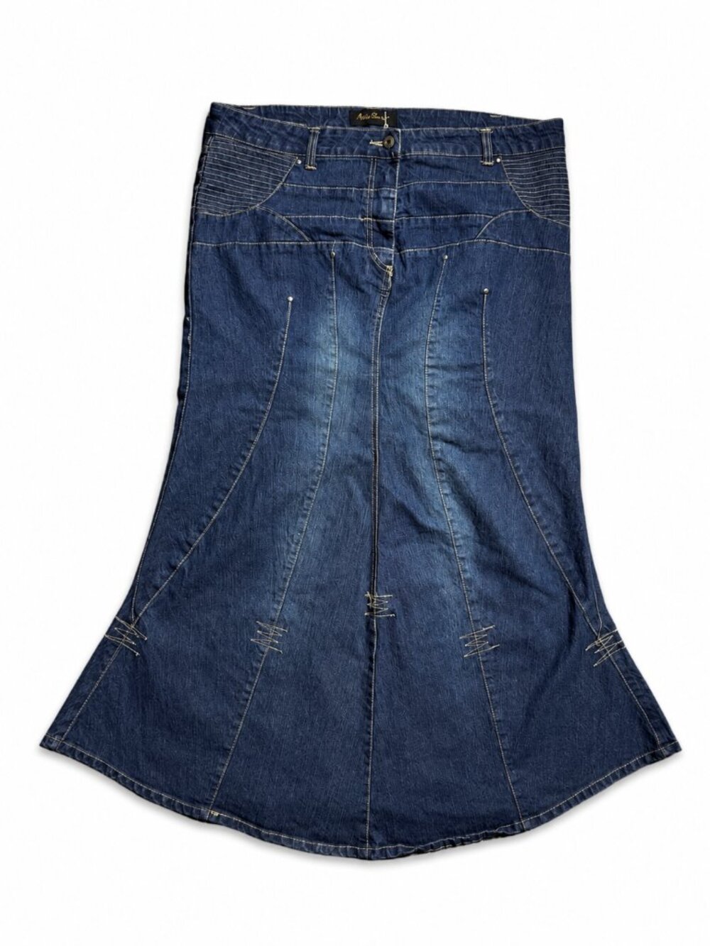 Ashley Stewart Dark Wash Blue Denim A-Line Flared Skirt Women's Size 16